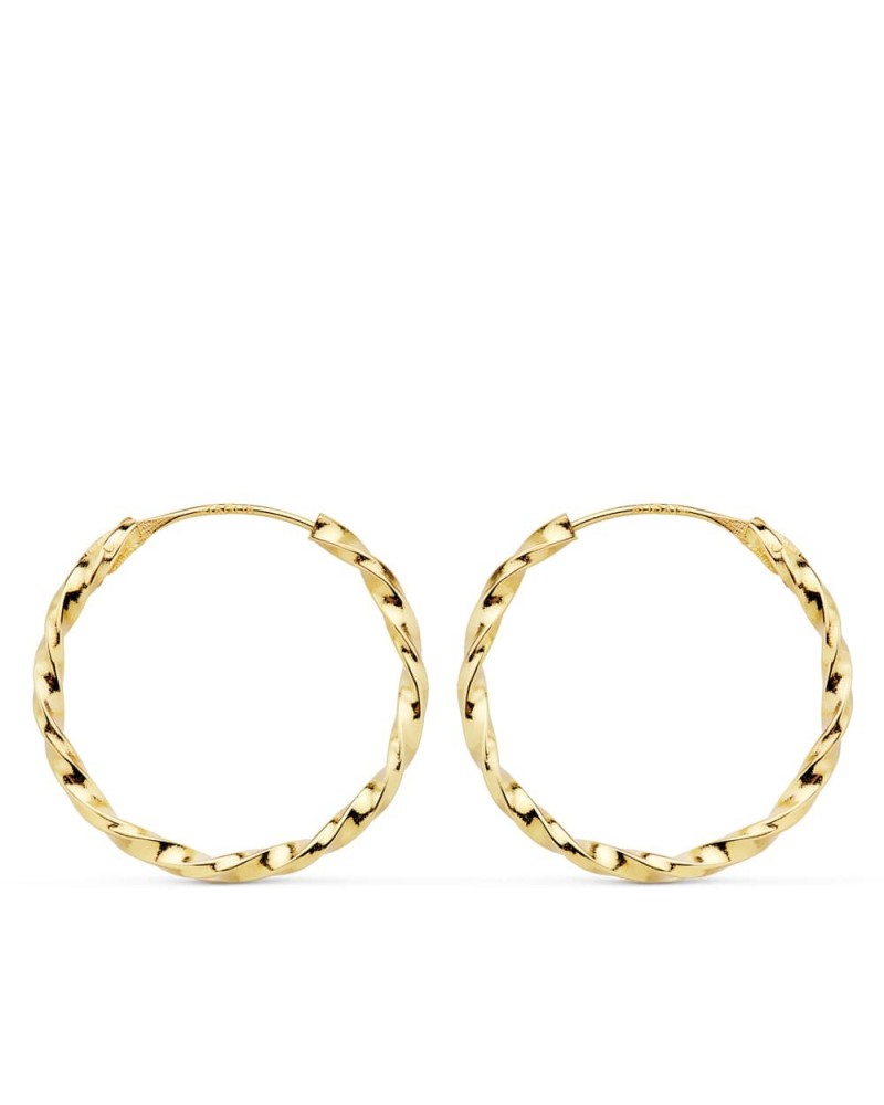 Aros oro 18k galloneados 20 mm niña