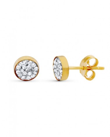 Pendientes oro 18k redondos circonita 4mm