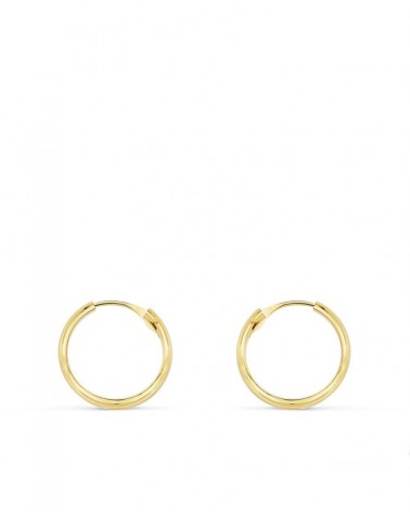 Aros oro 18k amarillo media caña 14 mm