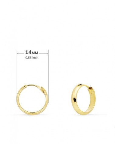 Aros oro 18k amarillo media caña 14 mm