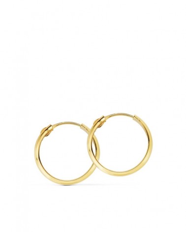 Pendientes aros oro 18k amarillo ligeros niña 16 mm