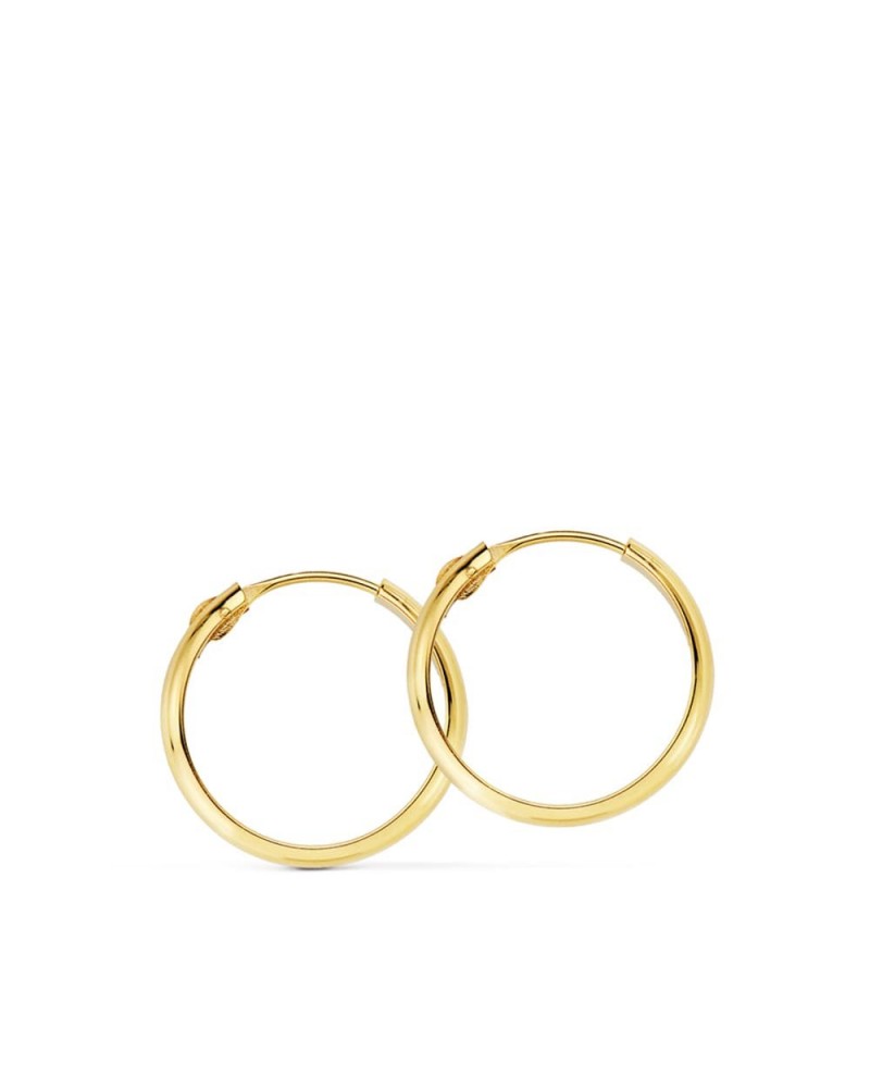 Pendientes aros oro 18k amarillo ligeros niña 16 mm
