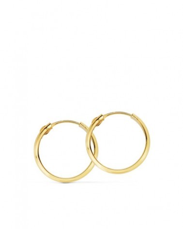 Pendientes aros oro 18k amarillo ligeros niña 16 mm
