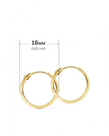 Pendientes aros oro 18k amarillo ligeros niña 16 mm