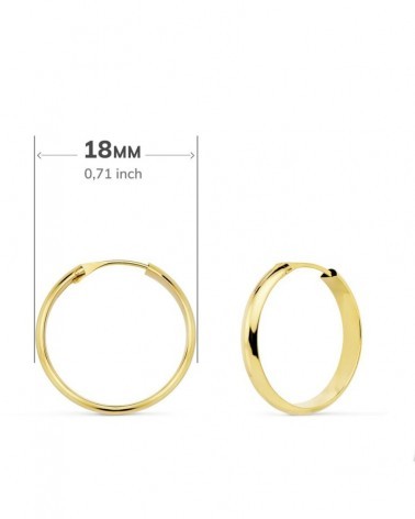 Aros oro 18k amarillo media caña 18mm