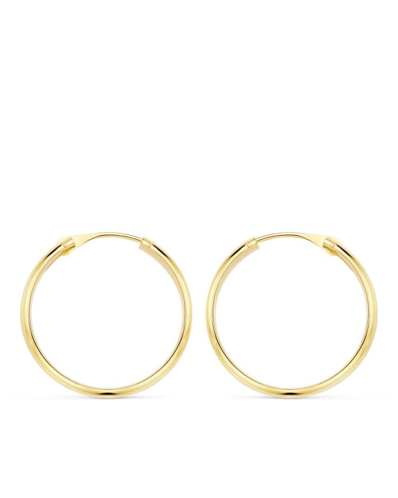 Aros oro 18k amarillo mediana caña 20mm