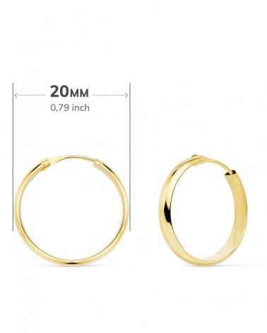 Aros oro 18k amarillo mediana caña 20mm