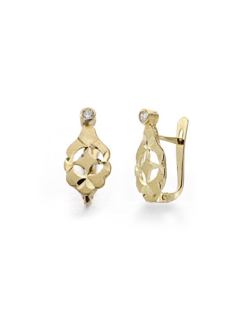 Pendientes oro 18k lapidados circonita cierre catalán