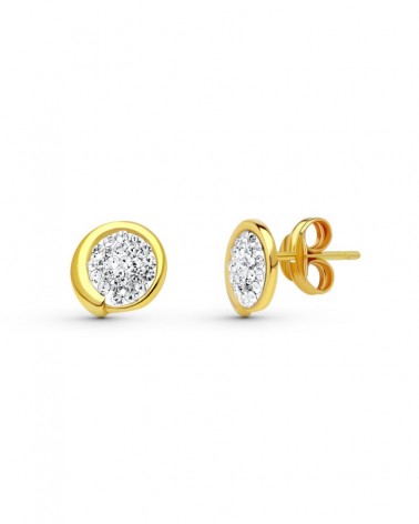 Pendientes oro 18k redondos circonita 7mm