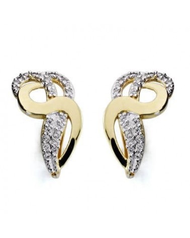 Pendientes oro 18k bicolor circonita diseño serpenteado