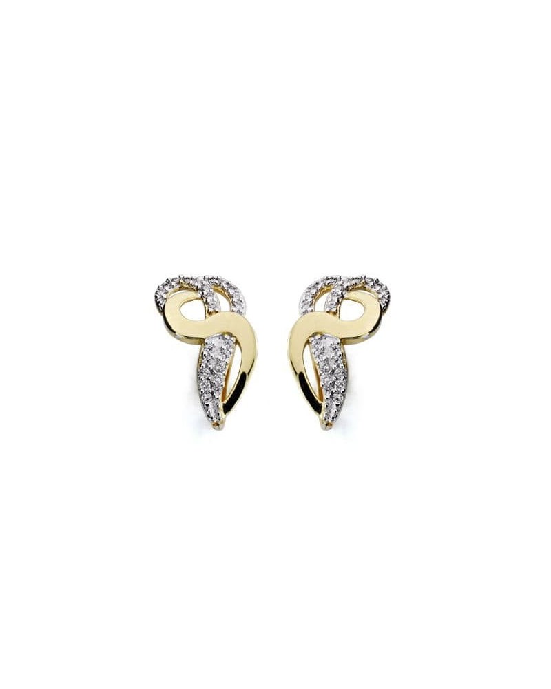Pendientes oro 18k bicolor circonita diseño serpenteado