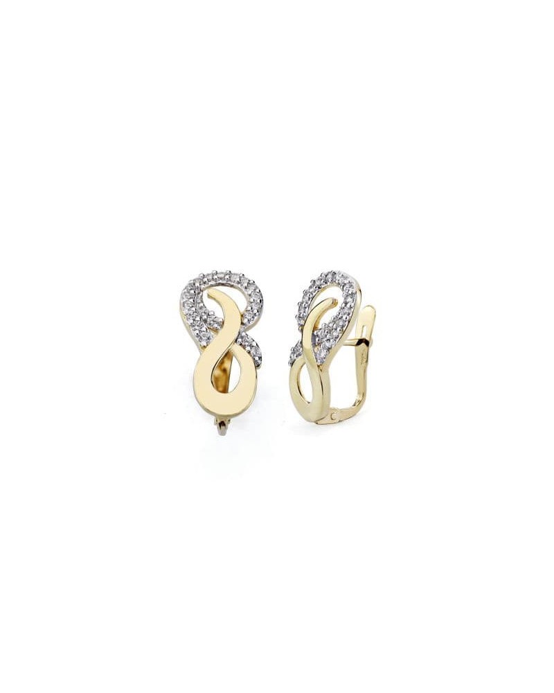 Pendientes oro 18k bicolor circonita cierre catalán