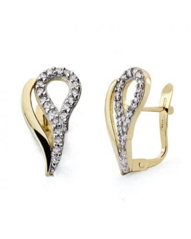 Pendientes oro 18k bicolor circonita cierre catalán 17mm