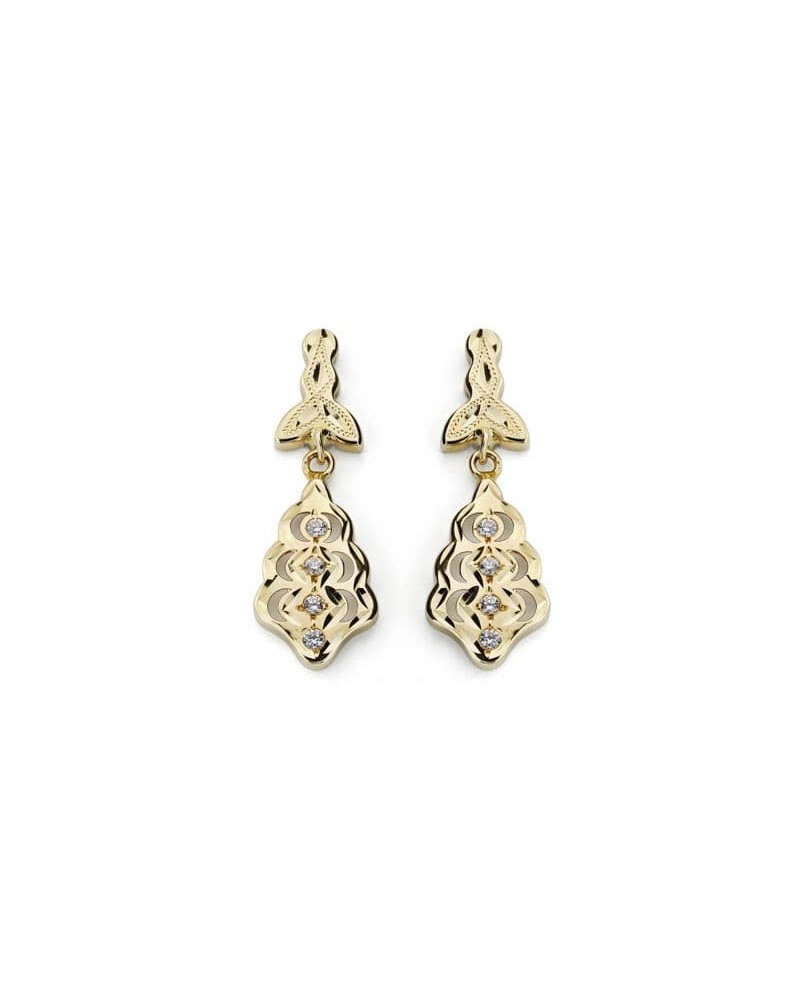 Pendientes oro 18k cubanas circonita cierre catalán 27mm