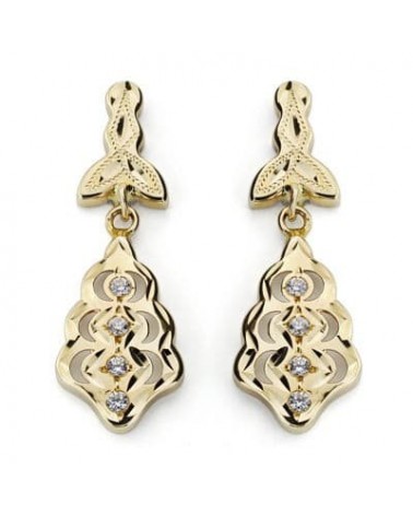 Pendientes oro 18k cubanas circonita cierre catalán 27mm