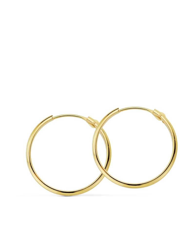Aros oro 18k amarillo lisos 20mm media caña