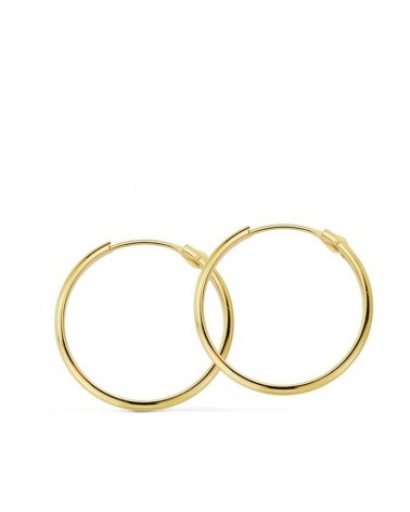 Aros oro 18k amarillo lisos 20mm media caña