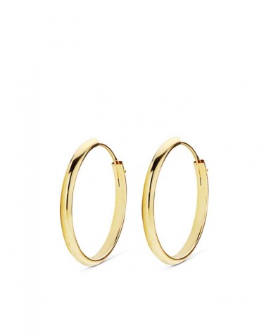 Aros oro 18k amarillo lisos 20mm media caña