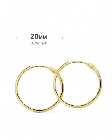 Aros oro 18k amarillo lisos 20mm media caña