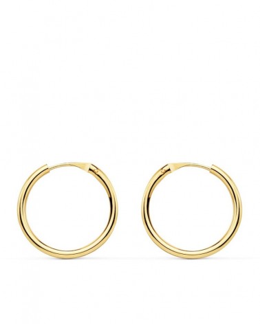 Pendientes aros oro 18k amarillo lisos 16mm niña