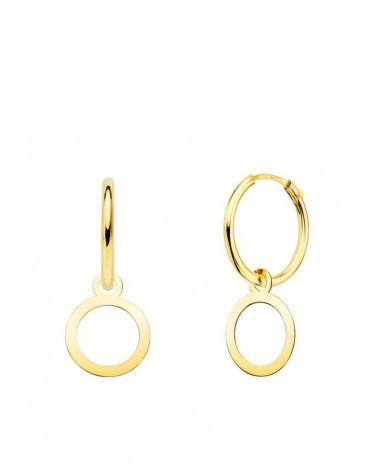 Pendientes aros oro 18k círculo colgante 10mm