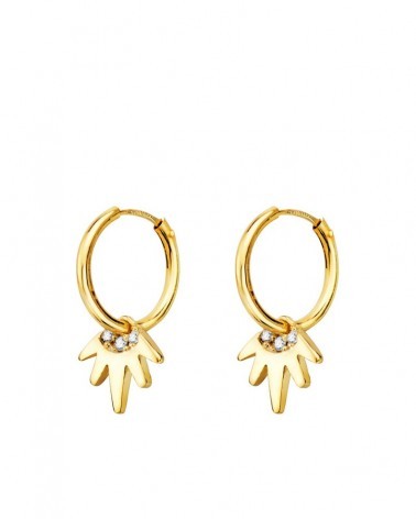 Aros oro 18k sol circonita 12mm