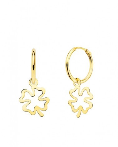 Pendientes aros oro 18k trébol 11x9mm