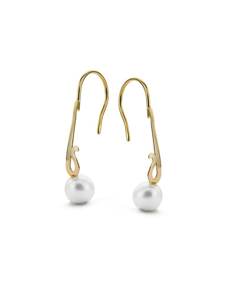 Pendientes oro 18k perla cierre gancho 25 mm