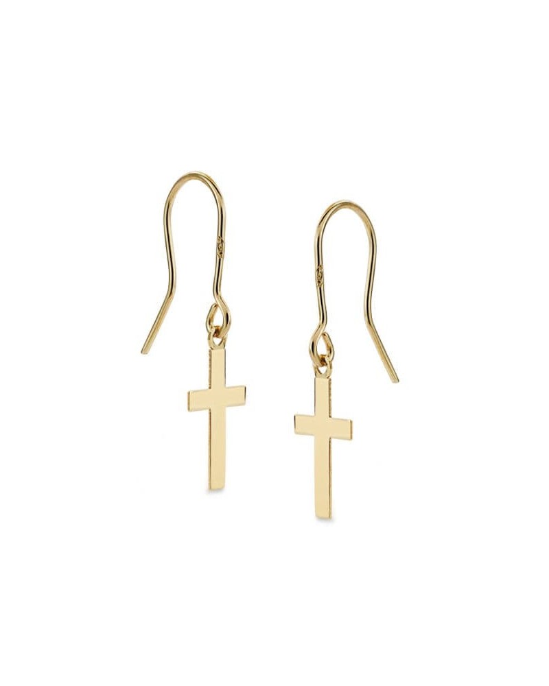 Pendientes oro 18k cruz lisa 12x7 mm