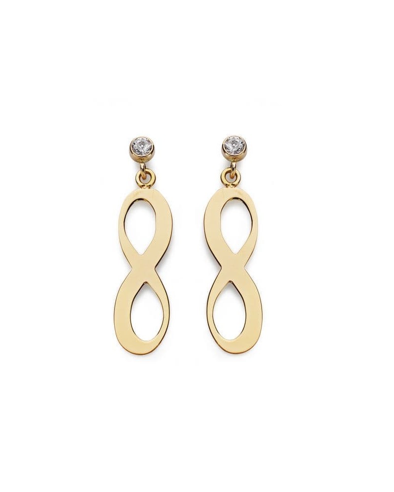 Pendientes oro 18k infinito circonita 20x6mm