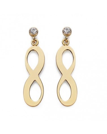 Pendientes oro 18k infinito circonita 20x6mm
