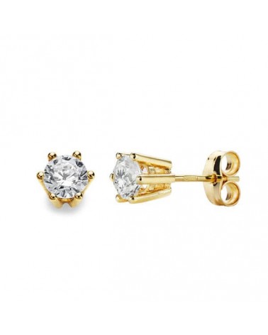 Pendientes oro 18k garras 6x6 mm cierre presión