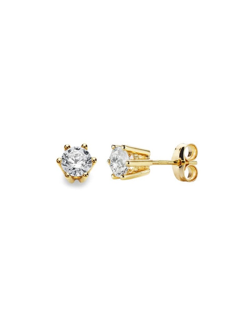 Pendientes oro 18k garras 6x6 mm cierre presión
