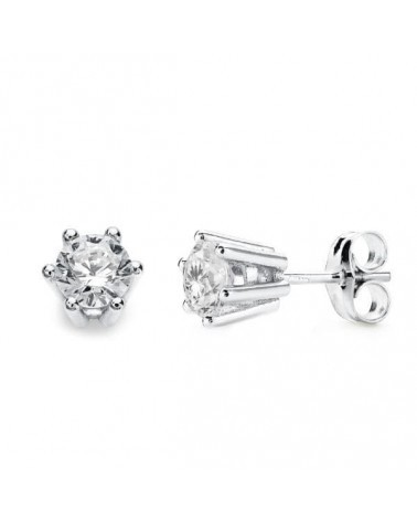 Pendientes oro blanco 18k garras 6,5mm cierre presión