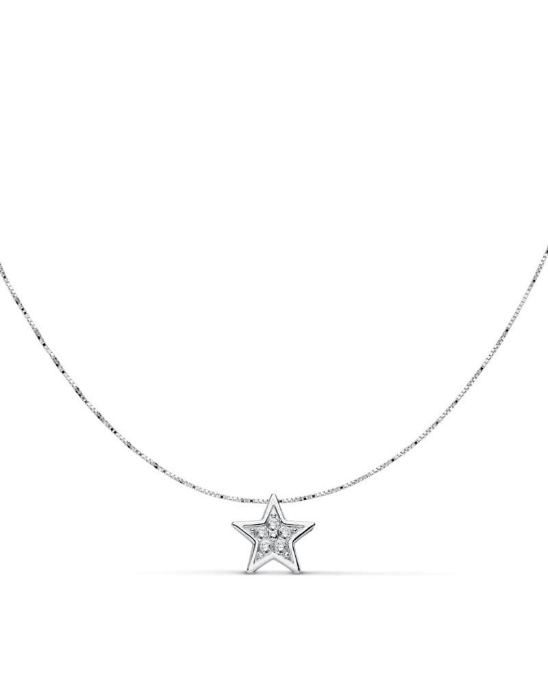 Colgante oro 18k bicolor estrella 6x6mm cadena 42cm