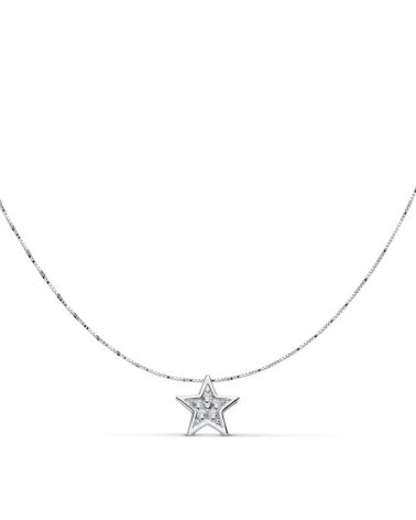 Colgante oro 18k bicolor estrella 6x6mm cadena 42cm