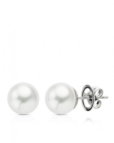 Pendientes oro blanco 18k perlas australianas 10mm