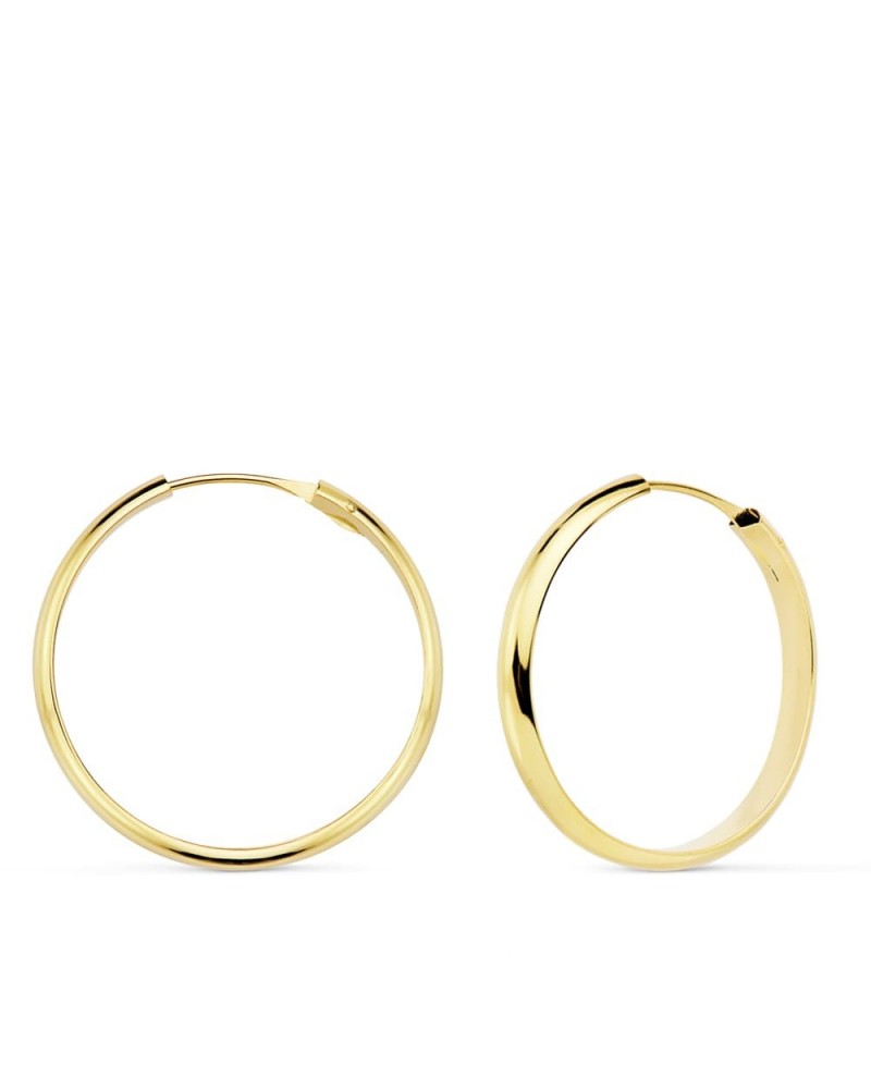 Aros oro 18k amarillo media caña lisos 23 mm