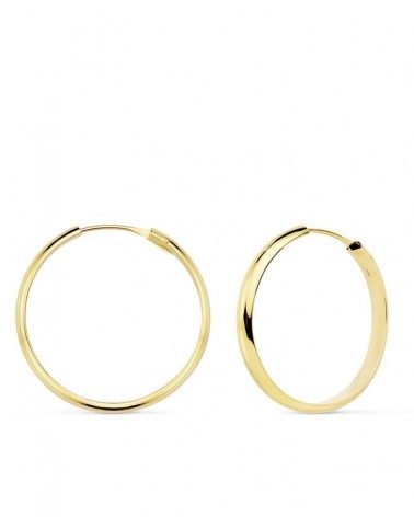 Aros oro 18k amarillo media caña lisos 23 mm