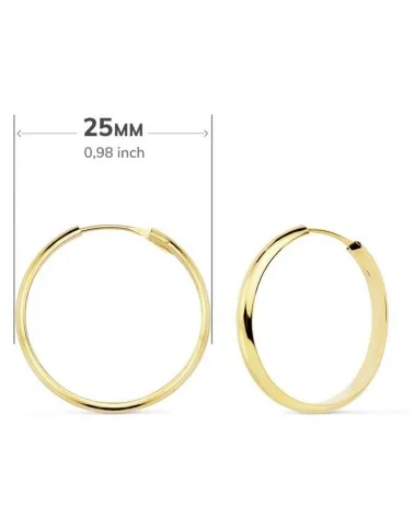 Aros oro 18k amarillo media caña lisos 23 mm