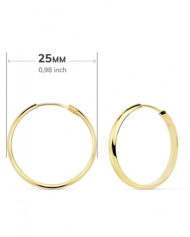 Aros oro 18k amarillo media caña lisos 23 mm