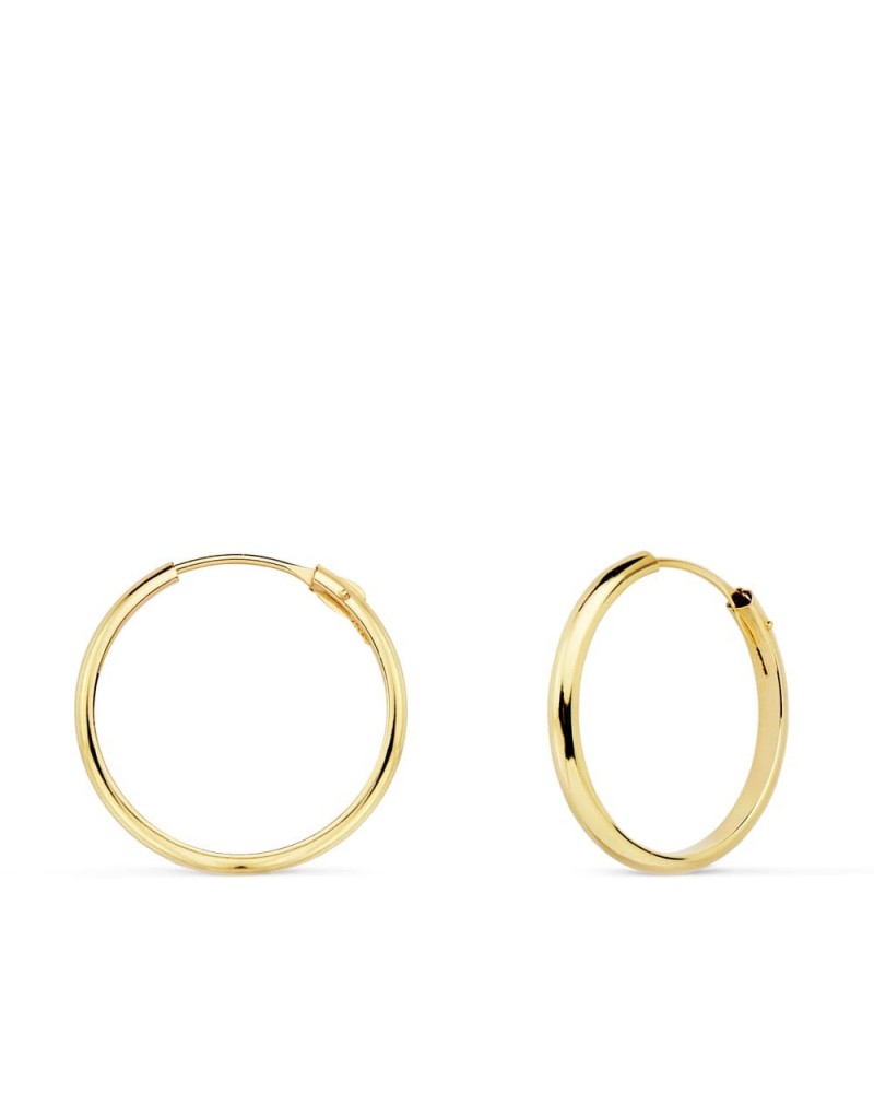 Aros oro amarillo 18k lisos pequeños 18mm