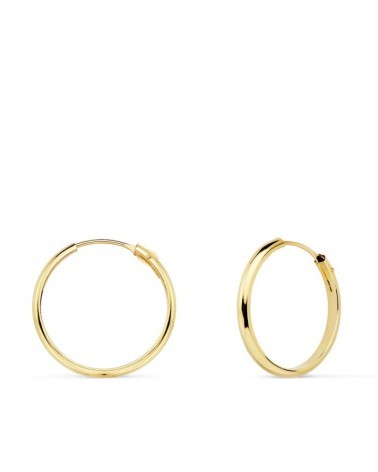Aros oro amarillo 18k lisos pequeños 18mm
