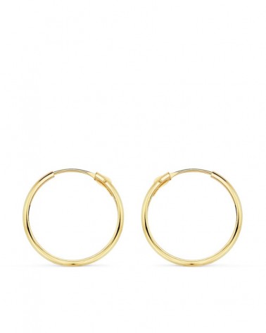 Aros oro amarillo 18k lisos pequeños 18mm