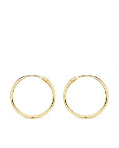 Aros oro amarillo 18k lisos pequeños 18mm