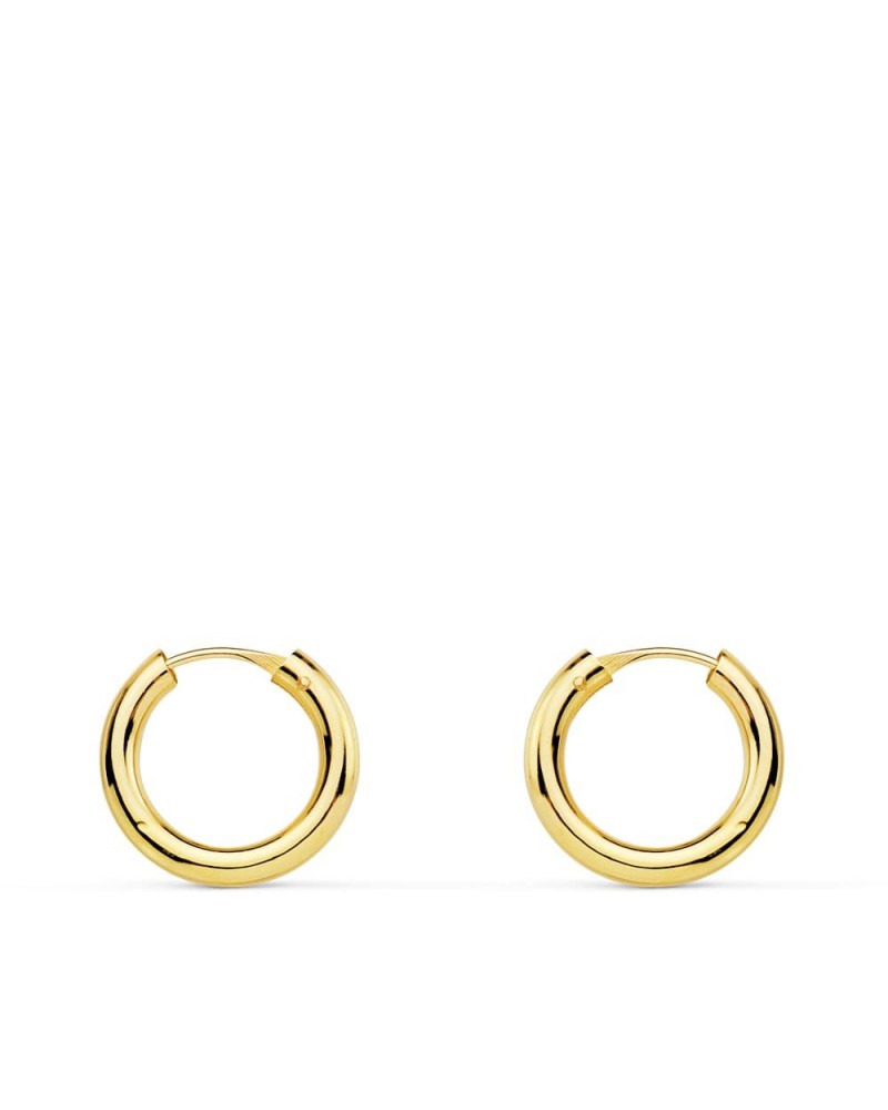 Aros oro 18k bicolor circonita niña 12 mm