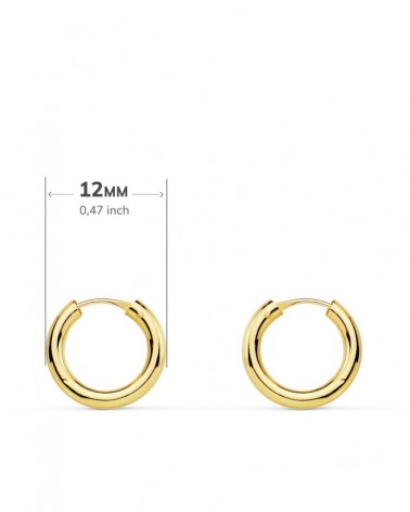 Aros oro 18k bicolor circonita niña 12 mm