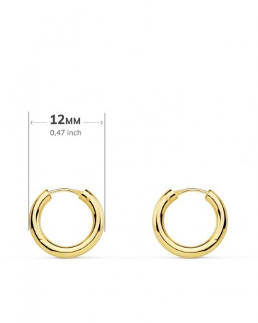 Aros oro 18k bicolor circonita niña 12 mm