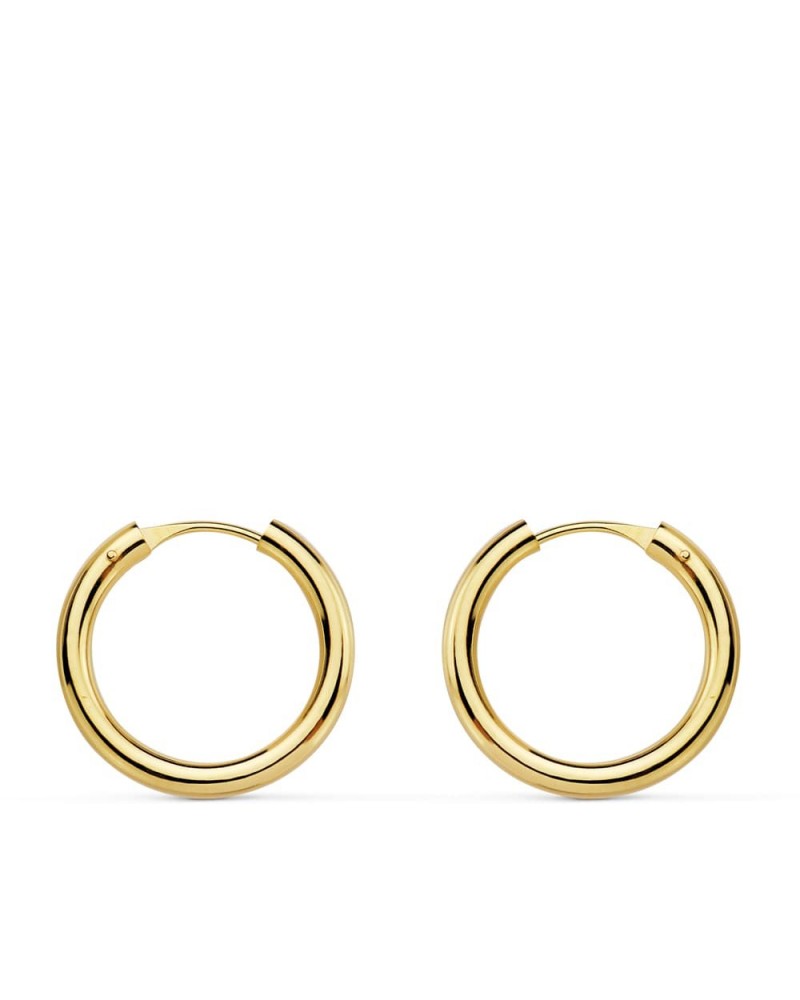 Aros oro 18k amarillo lisos 16mm