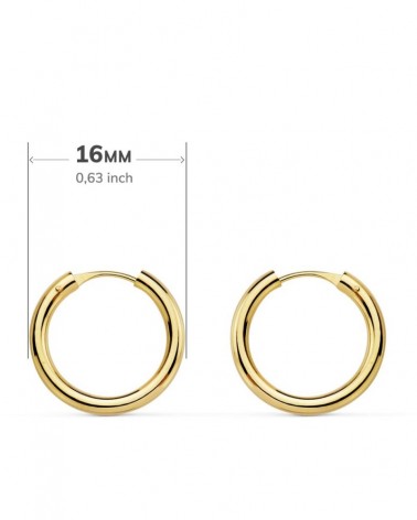 Aros oro 18k amarillo lisos 16mm